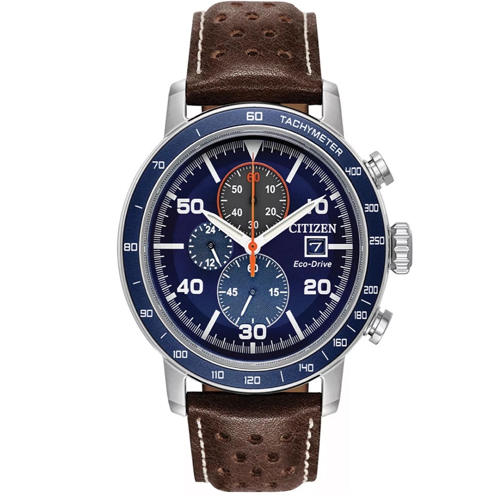 Citizen Eco-Drive Men's Brycen Leather Chronograph Watch
